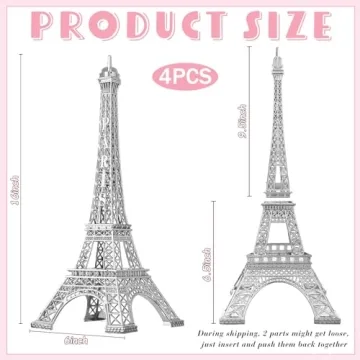 Therwen 4 Pcs Eiffel Tower Statues for Home Decor