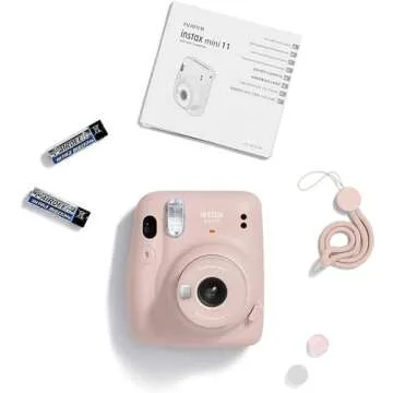 Fujifilm Instax Mini 11 Instant Film Camera with Automatic Exposure and Flash, Polaroid Camera, Fujinon 60mm Lens with Selfie Mirror, Optical Viewfinder - Blush Pink (Renewed)