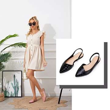 LAICIGO Womens Slingback Flats Closed Pointed Toe Animal Print Low Heel Shoes Slip On Comfortable Sandals