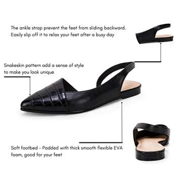 LAICIGO Womens Slingback Flats Closed Pointed Toe Animal Print Low Heel Shoes Slip On Comfortable Sandals