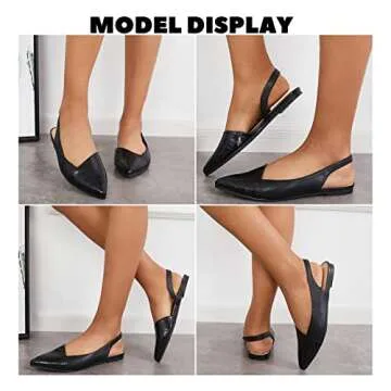 LAICIGO Womens Slingback Flats Closed Pointed Toe Animal Print Low Heel Shoes Slip On Comfortable Sandals