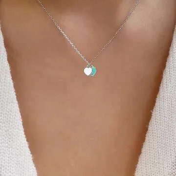 ShTQior Heart Necklace for Women,Dainty 18k Gold/Silver Heart Necklaces Cute Love Pendant Necklaces Birthday Valentines Gifts Jewelry for Wife