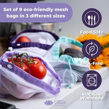 Reusable Lotus Produce Bags Eco-Friendly Washable Durable