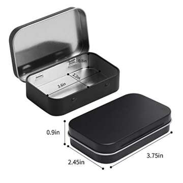 Tamicy Metal Rectangular Hinged Tins - Pack of 40 Matte Black Mini Portable Box Containers Small Emp...
