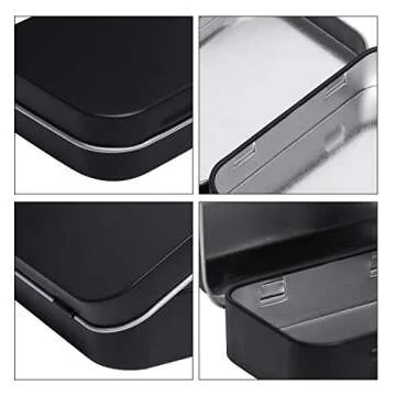 Tamicy Metal Rectangular Hinged Tins - Pack of 40 Matte Black Mini Portable Box Containers Small Empty Storage Tins with Lids Home Organizer Kit for Storage Drawing Pin Jewelry Crafts