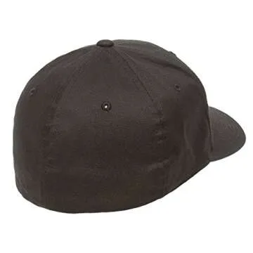 Flexfit Mens Cotton Twill Fitted Baseball Cap, Black, Large-X-Large US