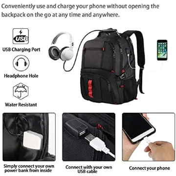 YOREPEK Large Durable Travel Backpack with USB Charging