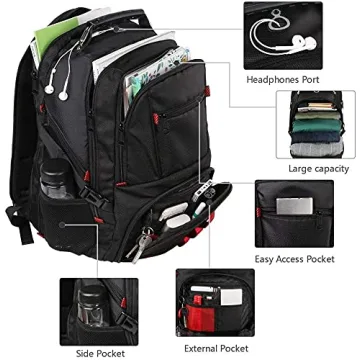 YOREPEK Large Durable Travel Backpack with USB Charging