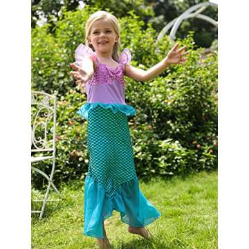 Eledobby Ariel Costume for Girls Little Mermaid Dress Halloween Outfits Birthday Party Princess Arie...