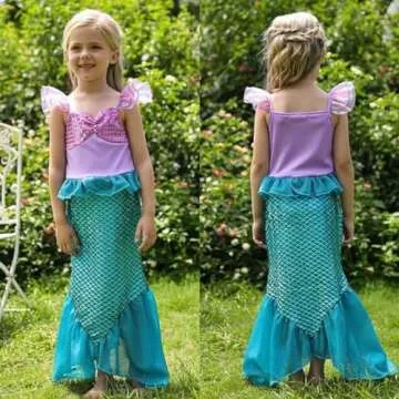 Eledobby Ariel Costume for Girls Little Mermaid Dress Halloween Outfits Birthday Party Princess Ariel Dresses with Accessories 3-4T