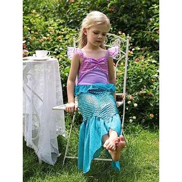 Eledobby Ariel Costume for Girls Little Mermaid Dress Halloween Outfits Birthday Party Princess Ariel Dresses with Accessories 3-4T