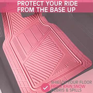 CAR PASS Heavy Duty Rubber Floor Mats 4-Piece Pink Car Mats Full Set - Universal Waterproof Floor Mats for Car SUV Truck, Durable All Weather Floor Mats Automotive，Car Mats for Women,Girly(All Pink)