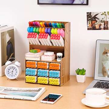 Marbrasse Upgraded Wooden Pencil Holder - Creative DIY Organizer for Every Desk