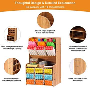 Marbrasse Wooden Pencil Holder - Easy Assembly & Stylish Design
