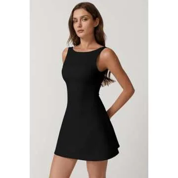 QINSEN Women's Tennis Dress with Built-in Shorts and Pockets