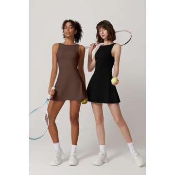 QINSEN Women's Tennis Dress with Built-in Shorts and Pockets