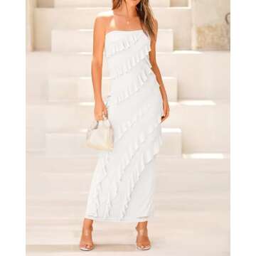 BTFBM Women Summer Dresses Off Shoulder 2024 Elegant Mesh Midi Dresses Trendy Cocktail Dress Tight P...