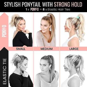 PONY-O Large for Thick, Heavy or Poofy Curly Hair Revolutionary Hair Tie Alternative Ponytail Holder...