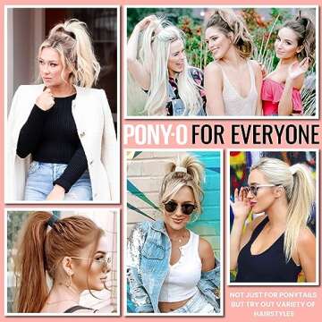 PONY-O Large for Thick, Heavy or Poofy Curly Hair Revolutionary Hair Tie Alternative Ponytail Holders - 2 Pack Light Brown Original Patented Hair Styling Accessories