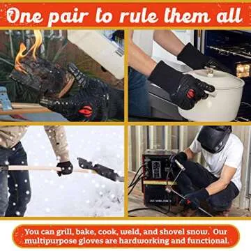 GRILL HEAT AID Premium BBQ Gloves - 1472°f Heat Resistant Gloves, Grill Gloves Heat Proof for Men and Women. Oven Mitts for Baking Pizza and Barbecue Grilling Gloves, Smoker, Camping Fireplace Gloves