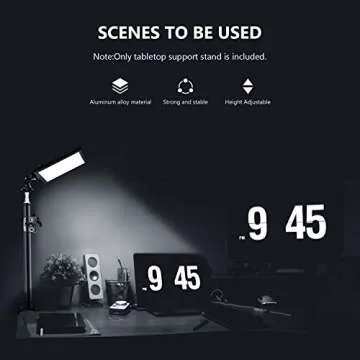 Neewer Tabletop Light Stand Clip Stand with 1/4inch Screw for Ring Light and LED Light, Aluminum Alloy, Adjustable 12.5-20.6 inches/32-52cm for Make Up, Live Streaming, Photo Video Shooting