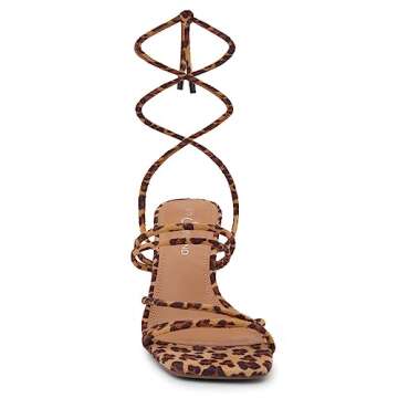 Shoe Land SL-Lumi Women's Lace-Up Heels - Dressy Stiletto Sandals in Leopard