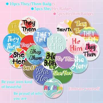 Pronoun Badges Pins Gender Identity Pins They/them,she/her, He/him Pronoun Pin Buttons, Multiple Colors(20 Pieces)