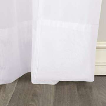 No. 918 Emily Sheer Voile Rod Pocket Curtain Panel, 59" x 63", White