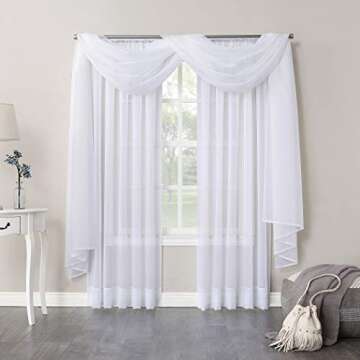 No. 918 Emily Sheer Voile Rod Pocket Curtain Panel, 59" x 63", White