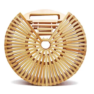 Fashion Bamboo Handbag Handmade Woven Beach bag for Womens (Bamboo)