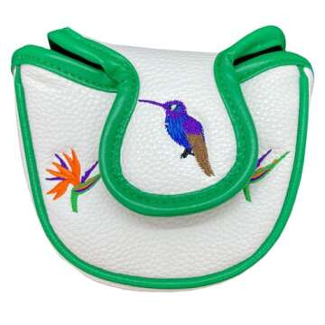Giggle Golf Mallet Putter Cover, PU Leather with Embroidered & Printed Designs with Magnetic Closure (Tropical)