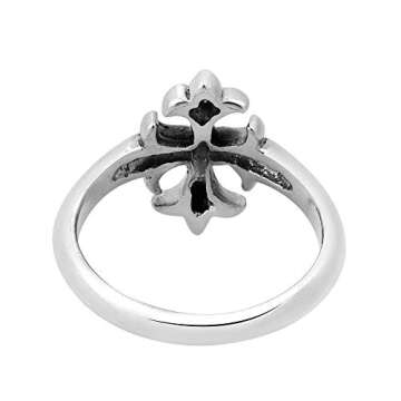 AeraVida Vintage Beautifully Elegant Lily Flower .925 Sterling Silver Cross Ring (10)