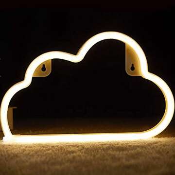 BEMOMENT Cloud Neon Light Signs Wall Decor Battery and USB Operated Bedside Lamps Home Decoration for Living Room,Children's Bedroom,Party,Christmas & Birthday Present(White)