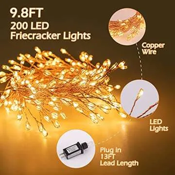 Minetom Fairy Lights 10ft 200 LED Cluster String Lights