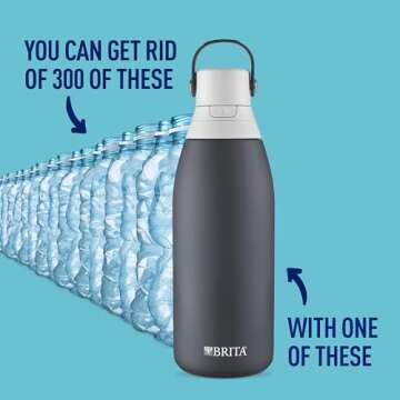 Brita Stainless Steel Premium Filtering Water Bottle, BPA-Free, Reusable, Insulated, Replaces 300 Pl...