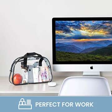 Clear Bag Stadium Approved Great for Work, Events, Use for Lunch or Cosmetics and Accessories 11" x ...