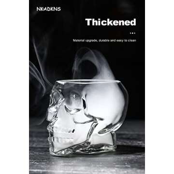 NKADKNS Funny skull glass Wine Glass ，Drinking Glass，Gift, Engraved Design,Large Glasses,vodka spirits cup glass ，new Crystal Skull cup ，Halloween Decorations Gifts(350ml/12 Ounces)