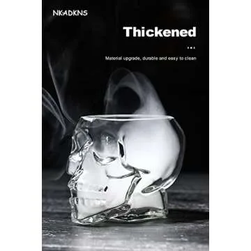 NKADKNS Funny skull glass Wine Glass ，Drinking Glass，Gift, Engraved Design,Large Glasses,vodka spirits cup glass ，new Crystal Skull cup ，Halloween Decorations Gifts(350ml/12 Ounces)