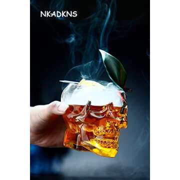 NKADKNS Funny skull glass Wine Glass ，Drinking Glass，Gift, Engraved Design,Large Glasses,vodka spirits cup glass ，new Crystal Skull cup ，Halloween Decorations Gifts(350ml/12 Ounces)