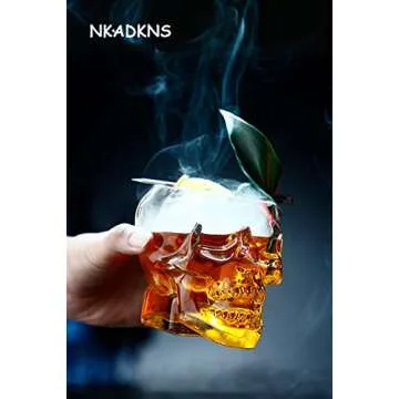 NKADKNS Funny skull glass Wine Glass ，Drinking Glass，Gift, Engraved Design,Large Glasses,vodka spirits cup glass ，new Crystal Skull cup ，Halloween Decorations Gifts(350ml/12 Ounces)