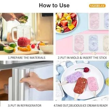Ice Popsicles Molds Set，1 Diamond & 1 Cakesicle-Shaped Silicone Trays with 4 Slots Each & 40 Wooden Sticks - Soft Food-Grade Materials - Ideal for Homemade Ice Cream, Frozen Yogurt, Chocolates, Cakes