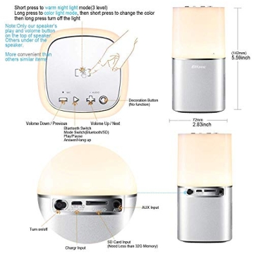 DiKaou Night Light Bluetooth Speaker for Teens Gifts