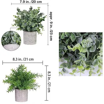 Winlyn Faux Eucalyptus & Rosemary Potted Plants Set