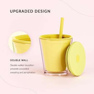 Maars Classic Acrylic Tumbler with Lid and Straw | 10oz Kids Premium Insulated Juice Cups, Double Wall Reusable Plastic Cups - Clear, 2 Pack