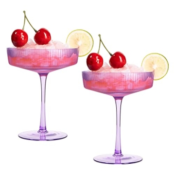 Vintage Art Deco Coupe Glasses Set - Elegant Cocktail Glassware