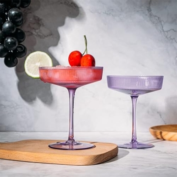 Vintage Art Deco Coupe Glasses Set - Elegant Cocktail Glassware