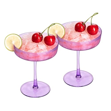 Vintage Art Deco Coupe Glasses Set - Elegant Cocktail Glassware