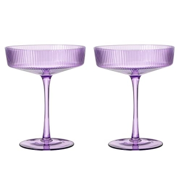 Vintage Art Deco Coupe Glasses Set - Elegant Cocktail Glassware