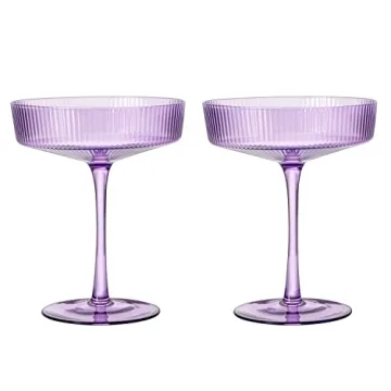 Vintage Art Deco Coupe Glasses Set - Elegant Cocktail Glassware