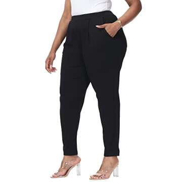 Gboomo Plus Size Black Pants for Work and Casual Wear